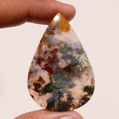 Mexican Crazy Moss Agate Loose Gemstone Pear 53X36MM Hand Polished