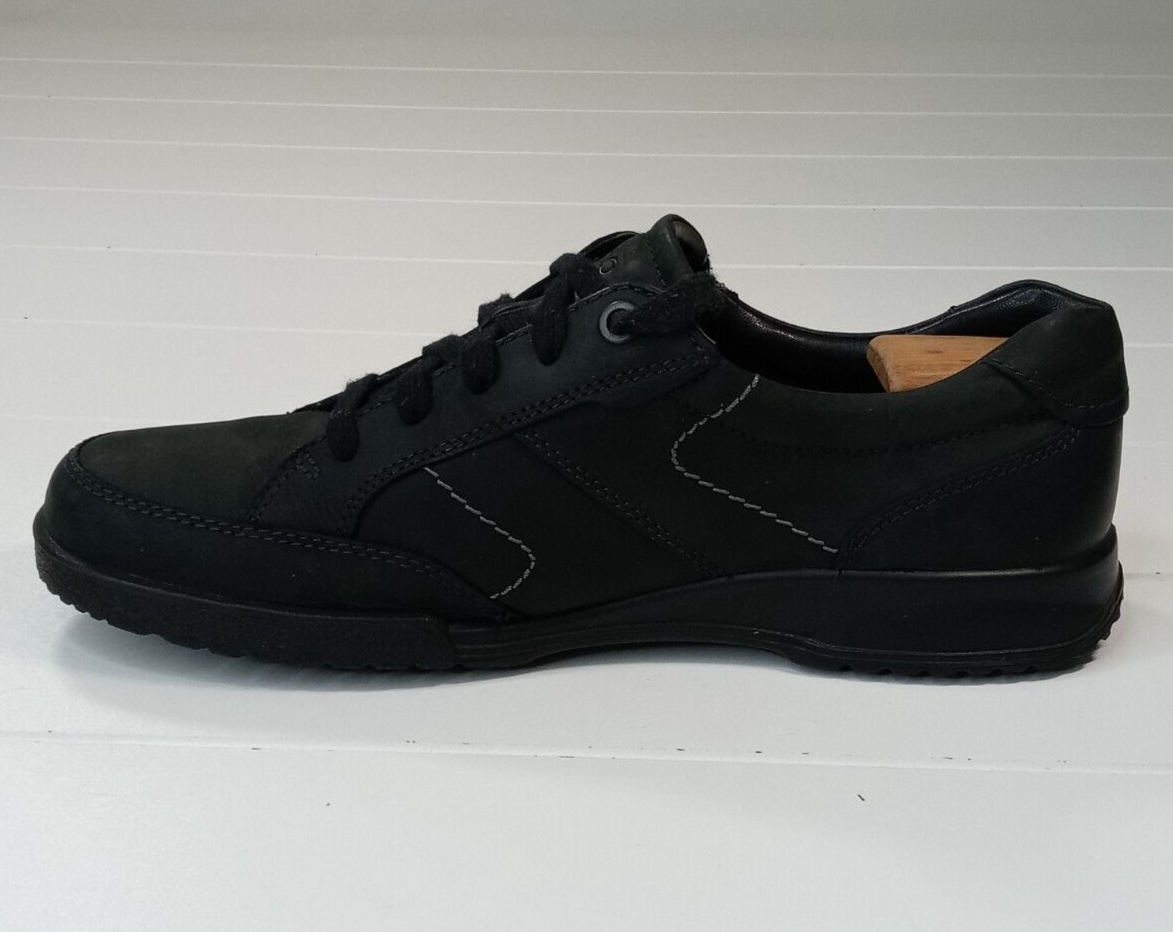 Ecco Light Dual Shock Black Nubuck Leather Men Casual Sneaker Shoes Size 