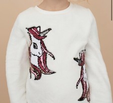 NWT H M girls size 3-4 Years Flip sequin   Soft Fleece Sweater Christmas Gift