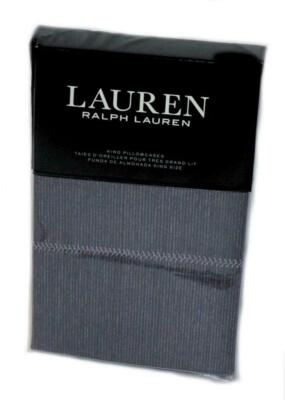 Ralph Lauren Luna Blue Stripe King Pillowcases Set New 1st Quality