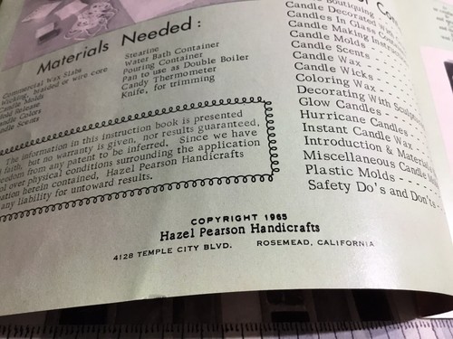 Poured Candles and Trims Vintage 1965 Hazel Pearson Handicrafts Booklet - Picture 8 of 9