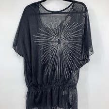 Second Skin Womens 2XL blouse top black cap s...