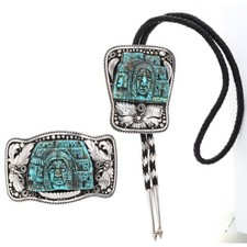 XL Sterling Silver Turquoise Francisco Gomez 487g Chief Bolo Tie Belt Buckle Set