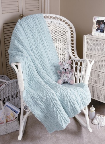 ARAN BABY AFGHANS Crochet Pattern Book ~ 6 Designs, Lace, Bobbles, Cables ++ - Picture 10 of 10