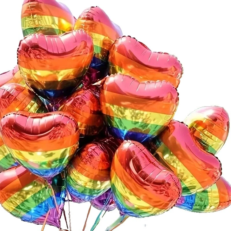 Rainbow Heart Party Foil Balloons