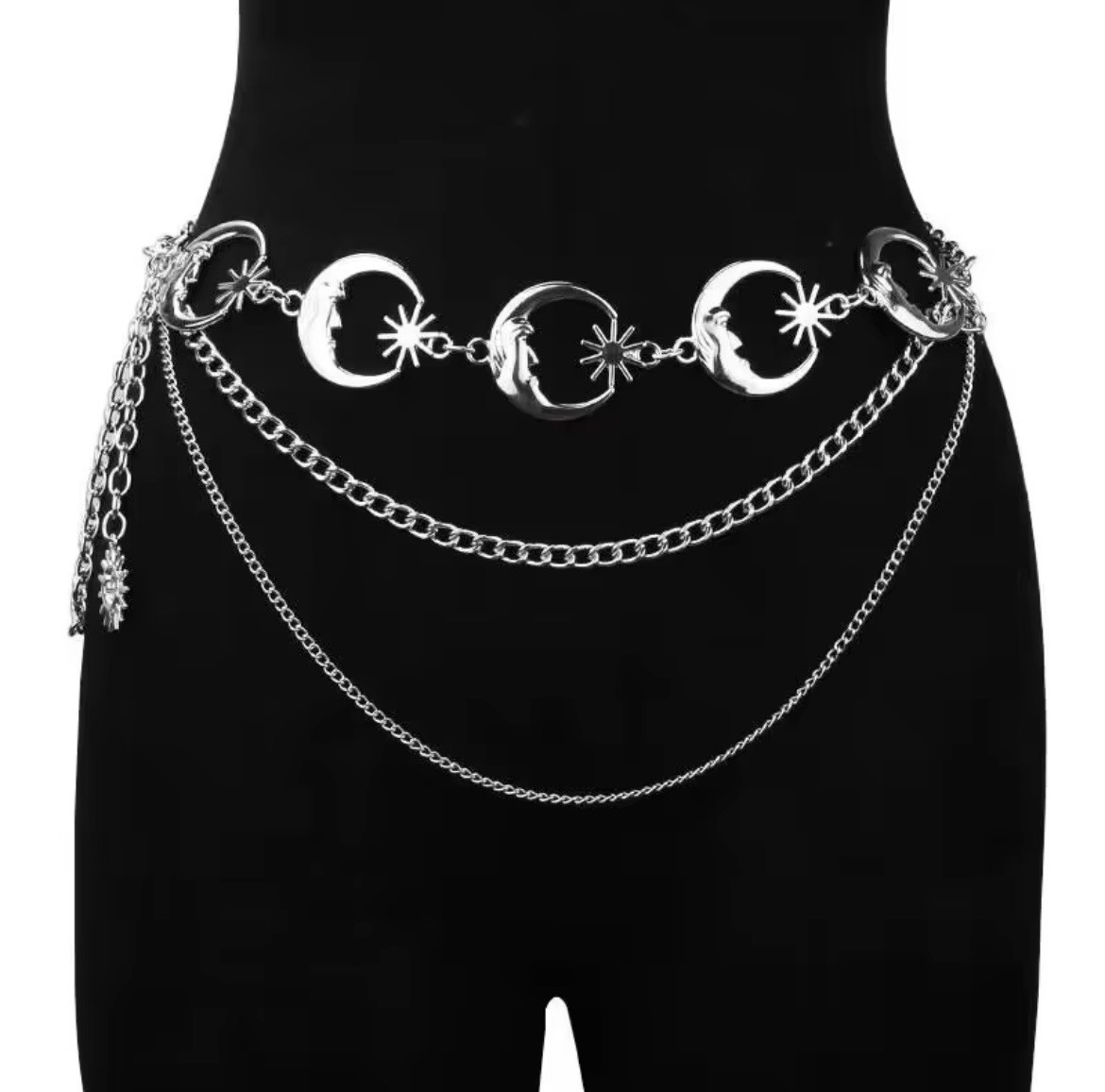 Crescent Moon Belt Silver/Gold Sun Belt Metal Goth Punk  display picture 1