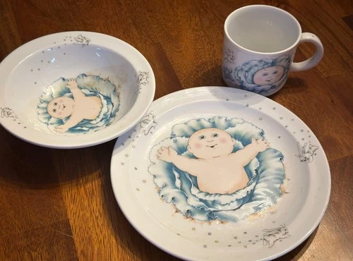 Vintage Cabbage Patch Kids Royal Worcester Porcelain Set 1984 bowl cup plate