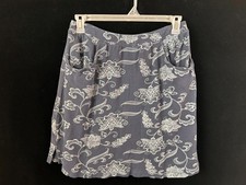 Collections SKORT skirt w shorts Size L blue floral 2 pockets stretch cotton
