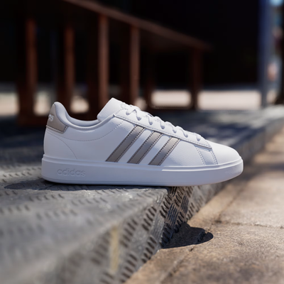 Adidas Women's Grand Court 'White Platinum Metallic' Shoes GW9215
