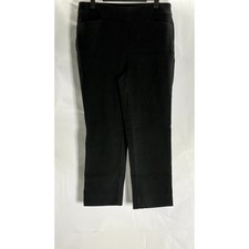 CHICO'S Women's Black Textured Brigitte Slim Cropped Pull-On Pants SZ 6