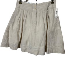 Old Navy Tan 2 Button Pleated Lined Flare Short Skirt Women s Size 6 NWT