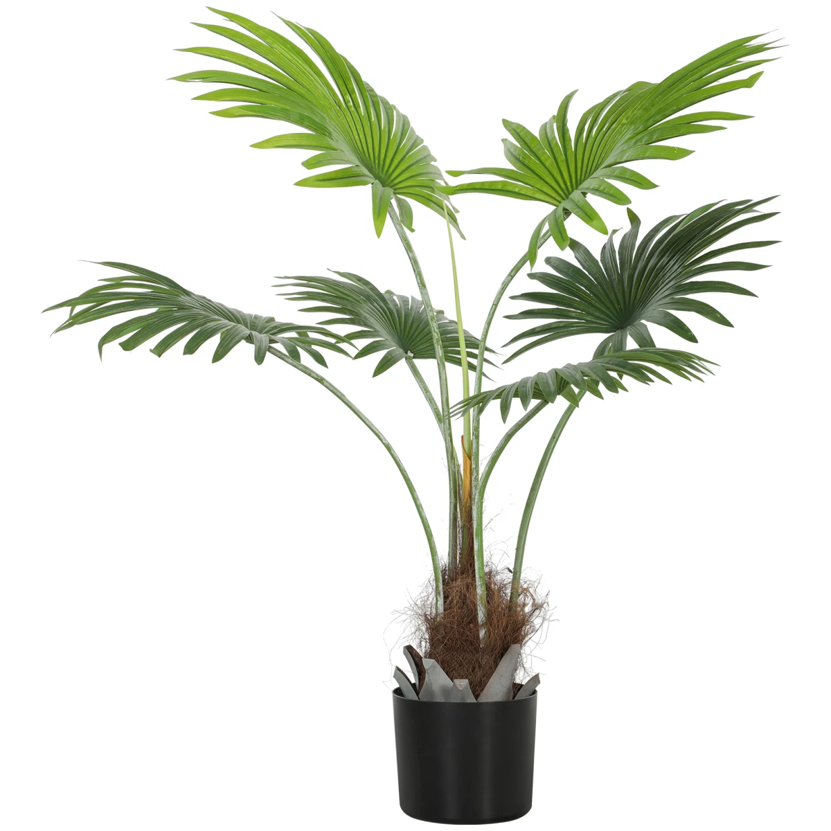 Artificial Palm Tree Green 145cm Plastic Polystyrene Flocking Cement Base Home