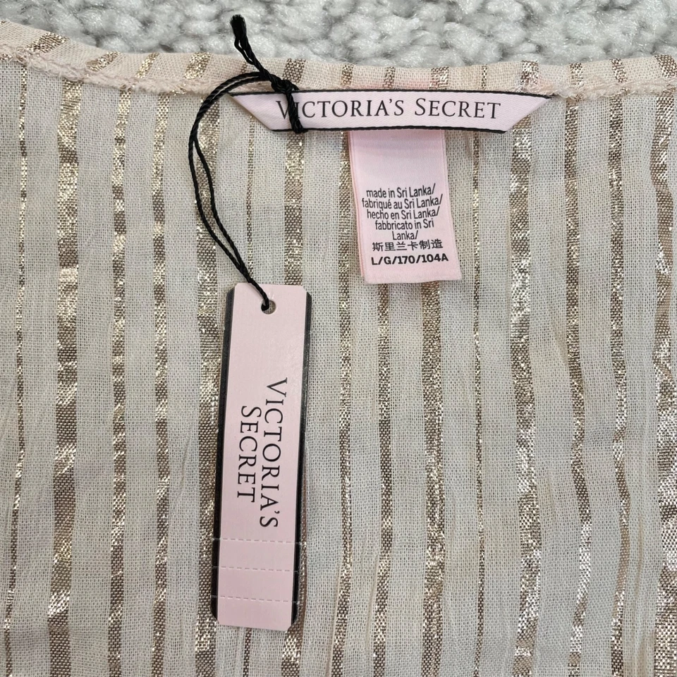 Victoria'a Secret Mameluco Profundo Cuello en V Brillante Dorado Rayas Sucias Para Mujer Grande NUEVO Foto 4 de 4