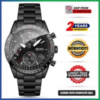 NEW Hugo Boss HB1513854 Pilot Mens' Luxury Black Stainless Chronograph Watch
