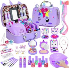 PERRYHOME Kids Makeup Kit for Girl, Unicorn Real Washable Cosmetic Set, Non-Toxi