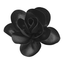 Satin Fabric Rose Flower Brooch, 5.9" Big Rose Flower Brooches, Black