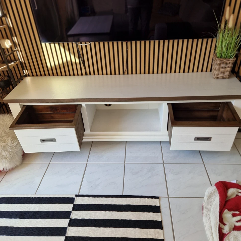 TV-Board RIVIERA ,weiß braun,Massivholz im Landhausstil Beachhouse - Bild 3 von 4