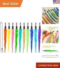 10PCS Colorful Cat Worm Toy Attachments with Black String for Maximum Fun