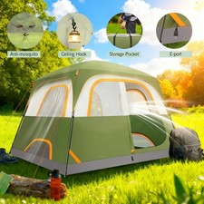 6 Person Camping Tent Waterproof Family Tent with Larger Mesh Windows & Door