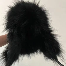 Mens Plush Full Fluffy Faux Fur Raccoon Hat Faux Fur Raccoon Hat Warm