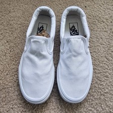 Vans classic slip on canvas sneakers true white mens size 5 womens size 6.5