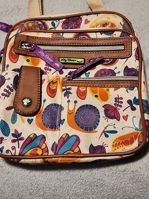 Lily Bloom Crossbody Purse Butterflies Bugs Flowers Multicolors Pockets
