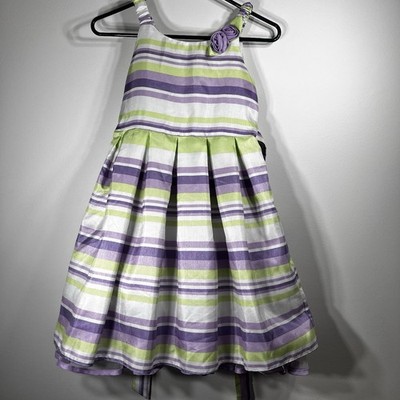 The Children's Place purple green white striped Dress Girls Size 10 Easter -020