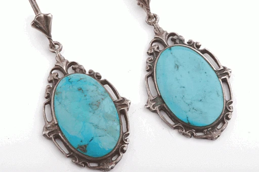 Türkis Ohrhänger 925 Sterling Silber Antik! - Bild 4 von 4