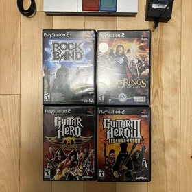 Sony PlayStation 2 PS2 Silver SCPH-77001 Console Bundle - Games & Guitars Tested