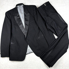 VTG Christian Dior Monsieur Tuxedo Suit 44R 33W Black Herringbone Union Made USA