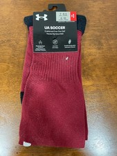 Under Armour Soccer Solid Over-The-Calf Socks lot of 2 Cardinal M 7-8.5 W 6-10
