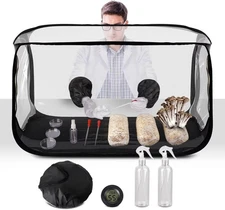 Large Still Air Box Mushroom Grow Tent - 38x20x25 Inch Clean Black 