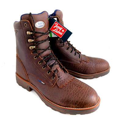 TONY LAMA Safety Toe 8'' Mens 13 Waterproof Work Boots Brown Water Buffalo Hide