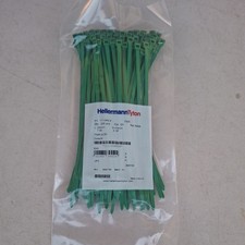 ???? HELLERMANN TYTON  T50R-GREEN 100 PACK CABLE TIE GREEN 200MM PK100 4.6mm uk 