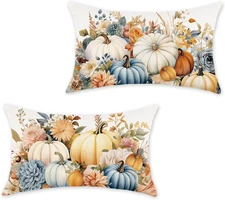 Fall Pumpkins Throw Pillow Covers 12X20 Inch Set of 2 Farmhouse Pumpkin Decor