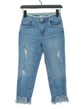 River Island Women's Jeans UK 6 Blue Cotton with Elastane Cropped