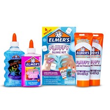 Elmer s Fluffy Slime Kit, Includes Translucent Color Glue, Medium, Blue, Pink
