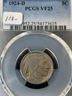 1924-D Buffalo Nickel PCGS VF25 Circulated Better Date 5C