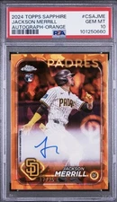 2024 Topps Chrome Sapphire  Orange Auto #CSA-JME Jackson Merrill /25 RC PSA 10!