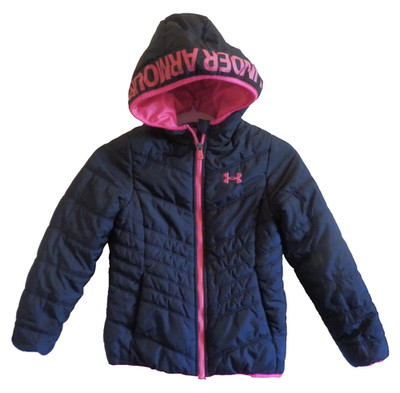 Under Armour Loose Girls Youth Black Full Zip Up Hoodie Jacket Coat SZ Y SM