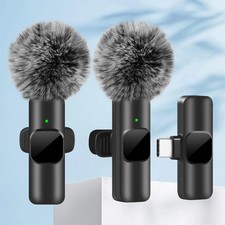 Wireless Lavalier Microphone Mini Clip Mic for iPhone Android Laptop Live Video
