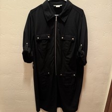Michael Kors Utility ShirtDress Black 1/2-Zip 4-Pocket Roll-Tab Slv 2X - No Belt