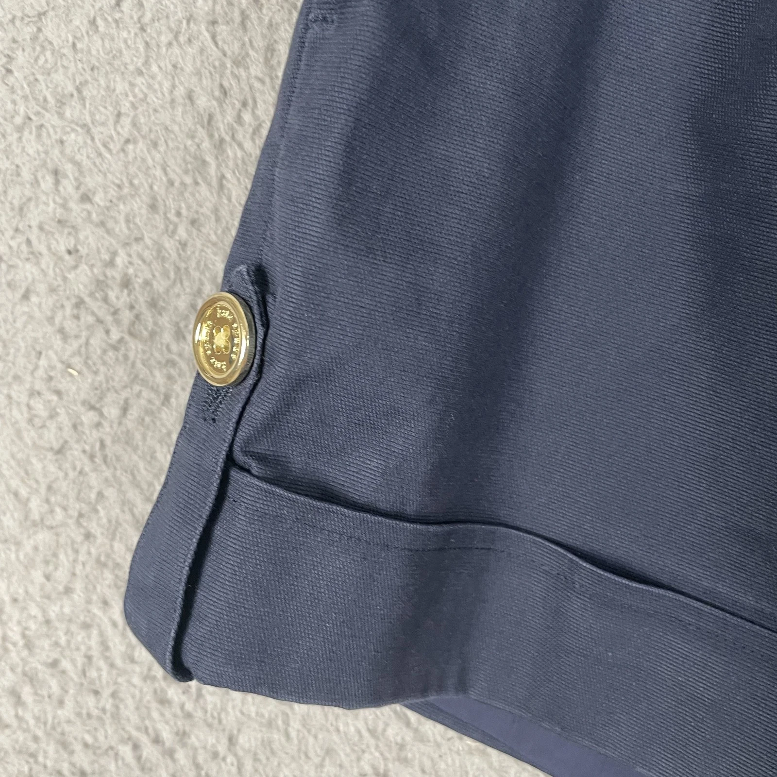 Pantaloncini Kate Spade donna 4 blu navy con polsini fiocco schiena bottoni oro classici preppy