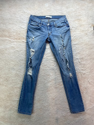 Jeans skinny Levi's donna Jr taglia 5M lavaggio medio vita bassa effetto invecchiato - Foto 1 di 11