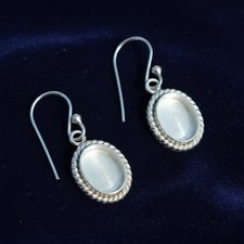925 Sterling Silver Oval Blank Bezel Settings Earrings -Twisted Rope Border DIY