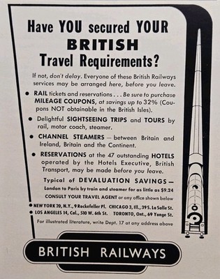 1950 British Railways Great Britain Travel Print Ad - Train Rail Booking Service