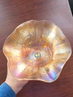 Super Pastel Marigold Northwood Carnival Glass Peacock at The Fountain Compote