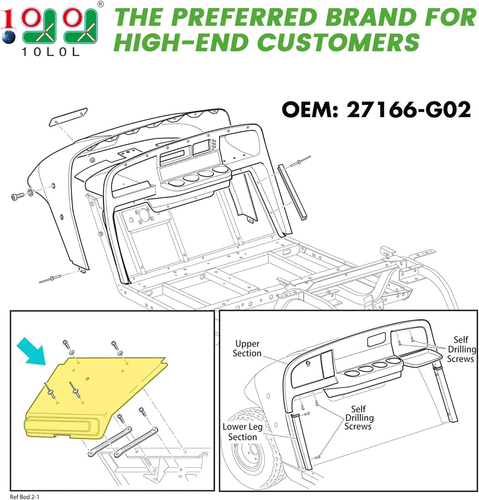 Golf Cart Front Shield - Fits EZGO TXT, Replaces 27166G04 - Picture 2 of 9
