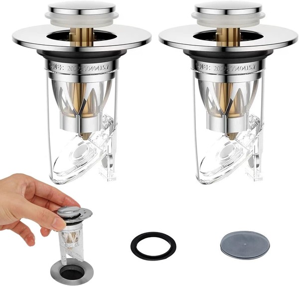 Spokki Packung Mit 2 Universellen Abflussstopfen FüR Waschbecken, Pop-Up-Abfluss-image