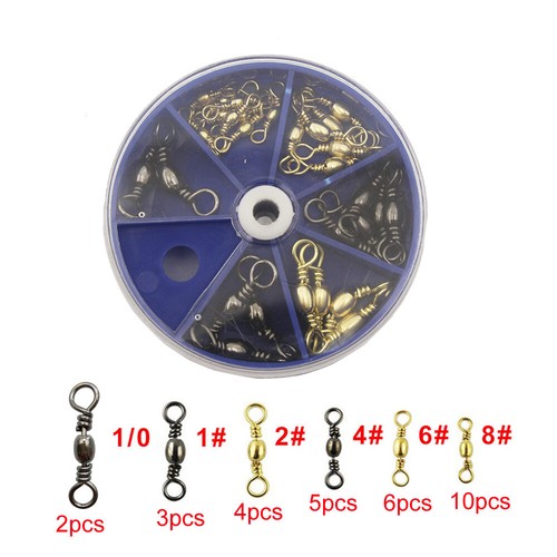 Fishing Swivels Snaps Kit Rolling Barrel Swivel Lure Connector Tackle Box 1#-10# - Picture 23 of 48